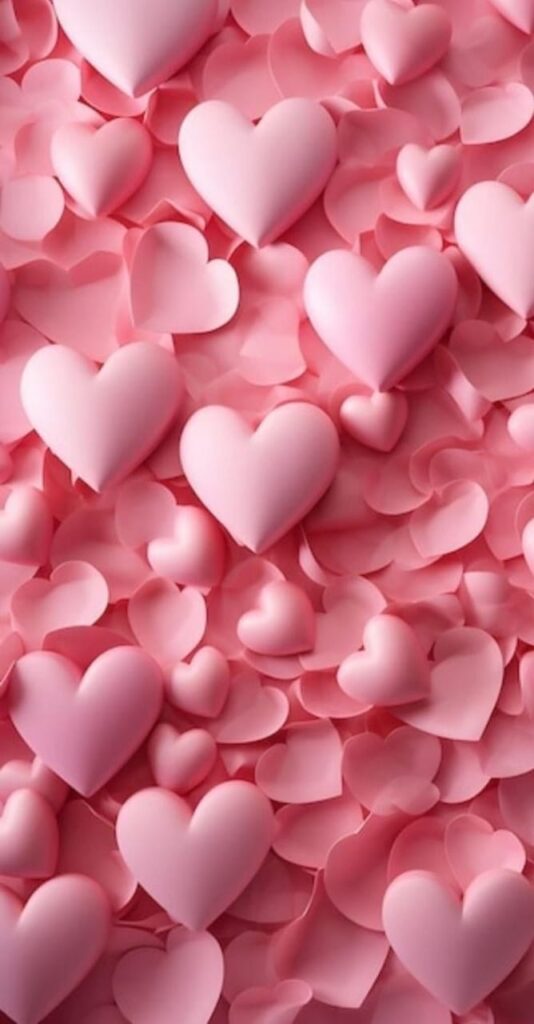 Papel de parede com muitos corações rosas em 3d para celular feminino 