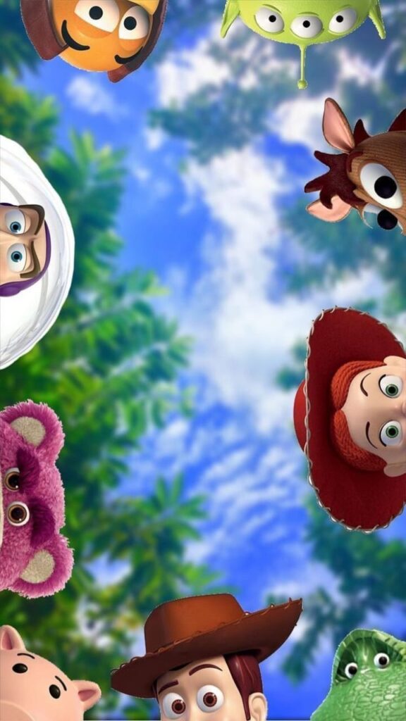 Papel de parede 3d da turma do Toy Story para celular feminino 