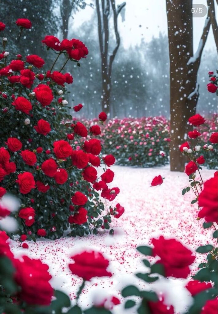 Rosas com um fundo de neve para papel de parede de celular 