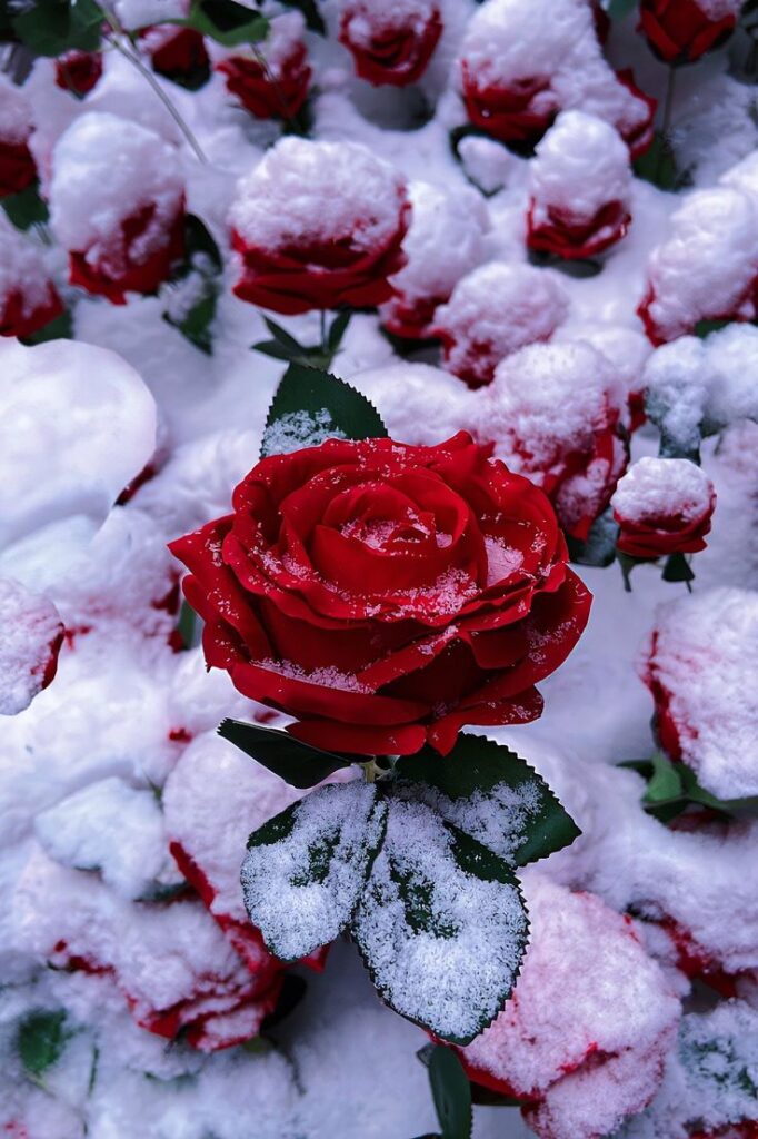 Rosa na neve para  papel de parede para tela de fundo 