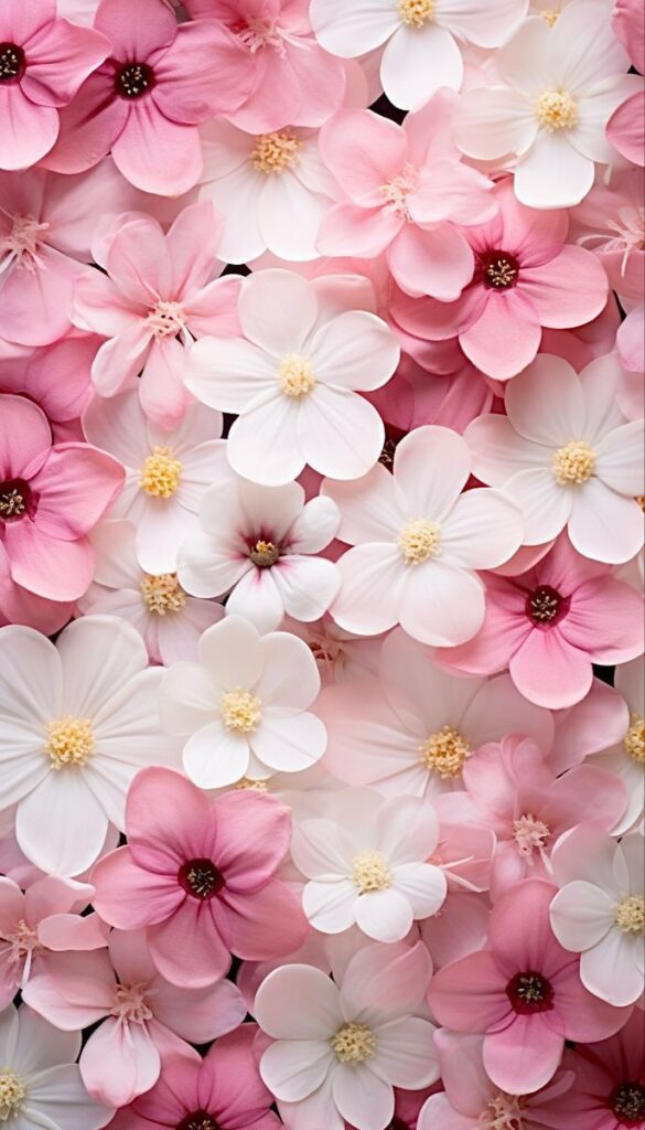 Flores brancas e rosas para papel de parede do celular 