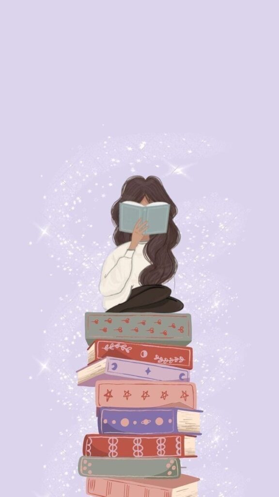 Papel de parede tumblr lindo de menina lendo livro para celular feminino