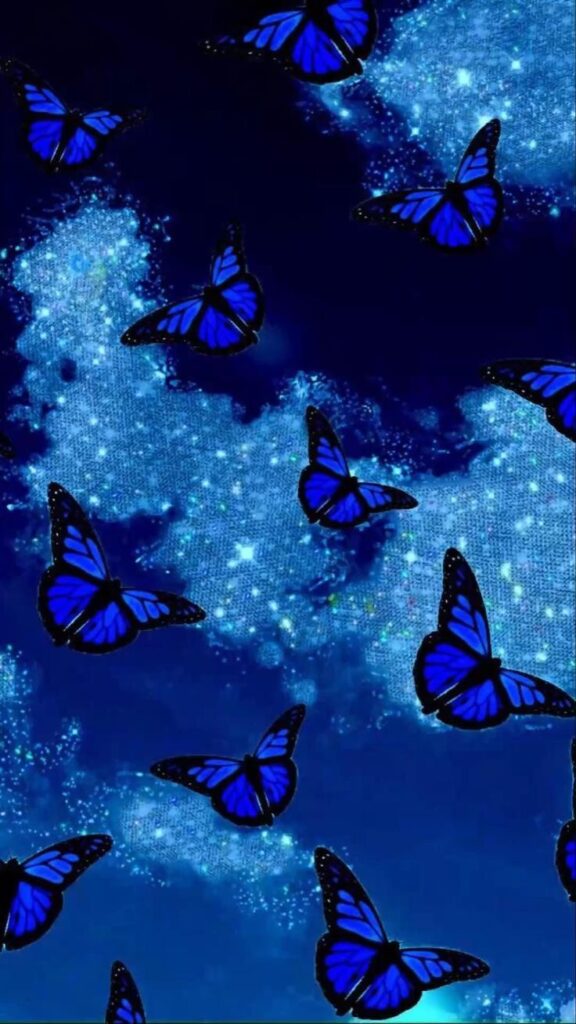Papel de parede azul de borboletas pra celular 
